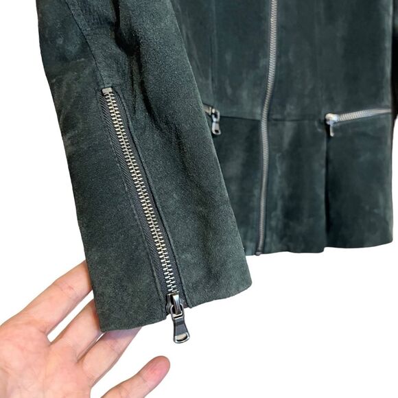 Suede Leather Peplum Hem Jacket Size XS/Small in Hunter Green - Picture 8 of 12